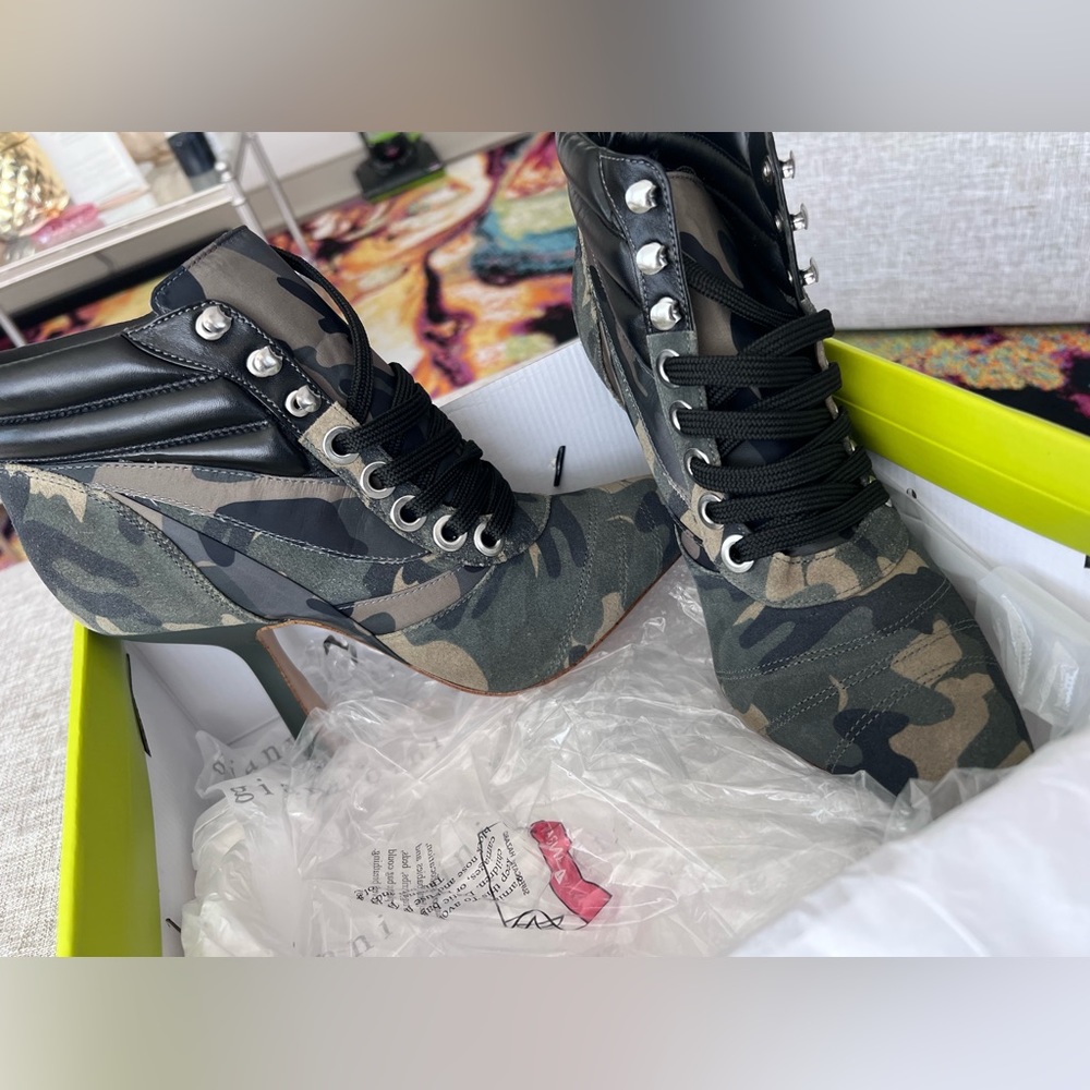 GIANNI BINI BOOTIES 9.5 camouflage, suede - Picture 3 of 12